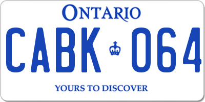 ON license plate CABK064