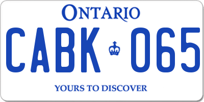 ON license plate CABK065