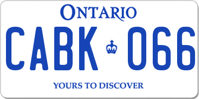 ON license plate CABK066