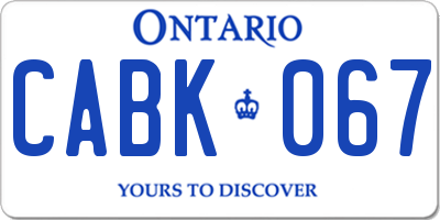 ON license plate CABK067