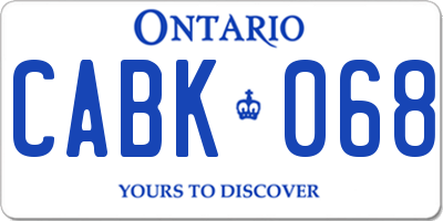 ON license plate CABK068