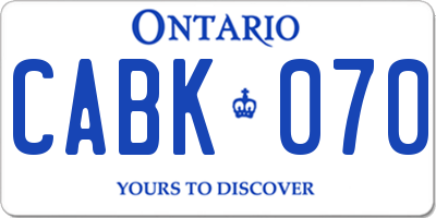 ON license plate CABK070