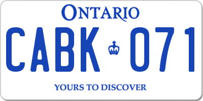 ON license plate CABK071