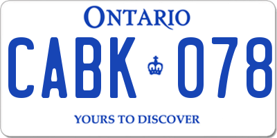 ON license plate CABK078