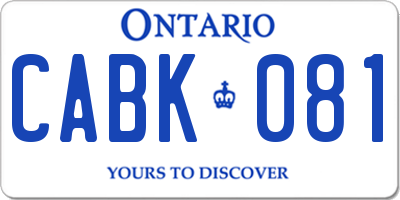 ON license plate CABK081