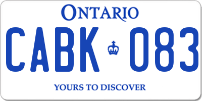 ON license plate CABK083