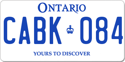 ON license plate CABK084