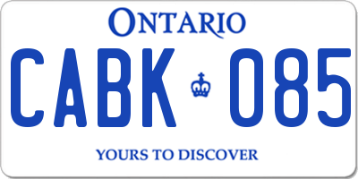 ON license plate CABK085