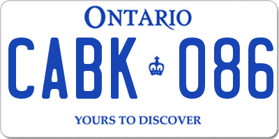 ON license plate CABK086