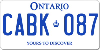 ON license plate CABK087