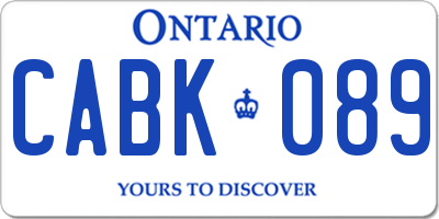 ON license plate CABK089