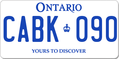 ON license plate CABK090