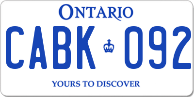 ON license plate CABK092