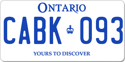 ON license plate CABK093