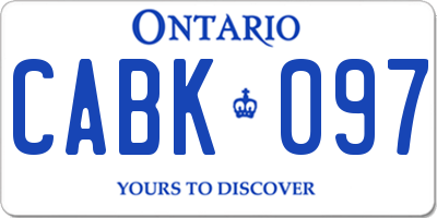 ON license plate CABK097