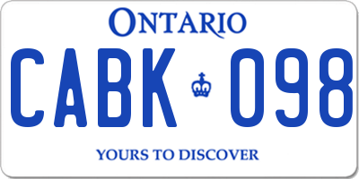 ON license plate CABK098