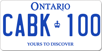 ON license plate CABK100