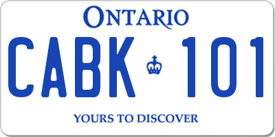 ON license plate CABK101