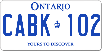 ON license plate CABK102