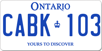 ON license plate CABK103