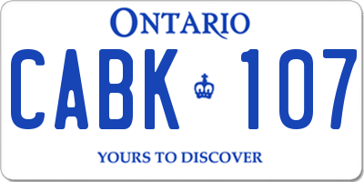 ON license plate CABK107