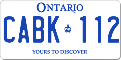 ON license plate CABK112