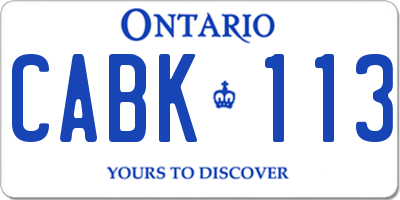 ON license plate CABK113