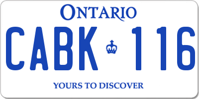 ON license plate CABK116