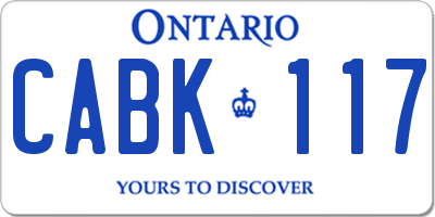 ON license plate CABK117