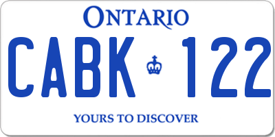 ON license plate CABK122