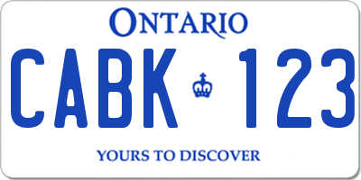 ON license plate CABK123