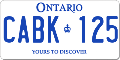 ON license plate CABK125