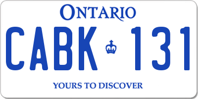 ON license plate CABK131