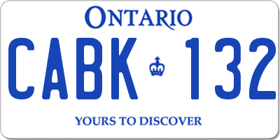 ON license plate CABK132