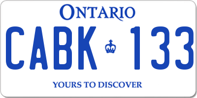 ON license plate CABK133