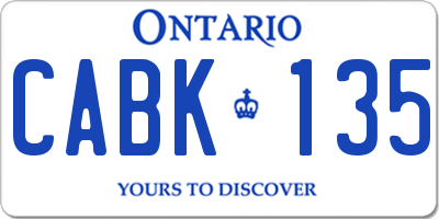 ON license plate CABK135