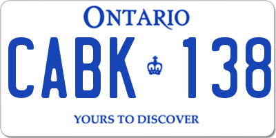 ON license plate CABK138