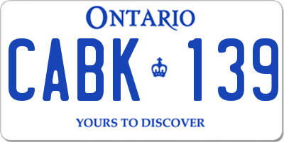 ON license plate CABK139