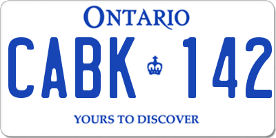 ON license plate CABK142