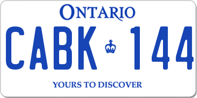 ON license plate CABK144