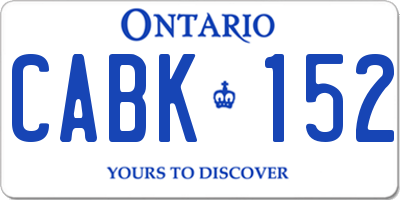 ON license plate CABK152