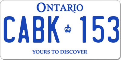 ON license plate CABK153