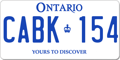 ON license plate CABK154