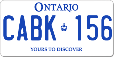 ON license plate CABK156