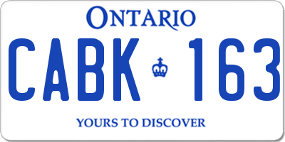 ON license plate CABK163