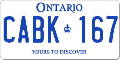 ON license plate CABK167