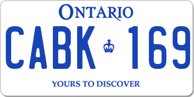 ON license plate CABK169