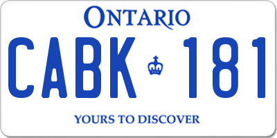 ON license plate CABK181