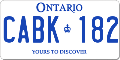 ON license plate CABK182