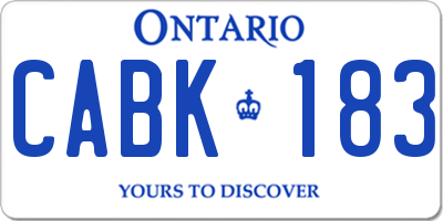 ON license plate CABK183